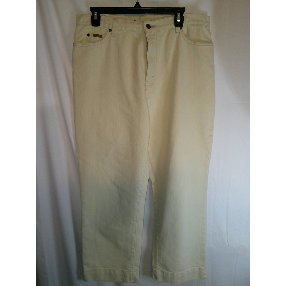 Eddie Bauer Tall Jeans Womens Size 14‎ Tall Cream Denim Capris